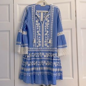 Tory Burch Gabriella Bell-Sleeve Cotton Dress